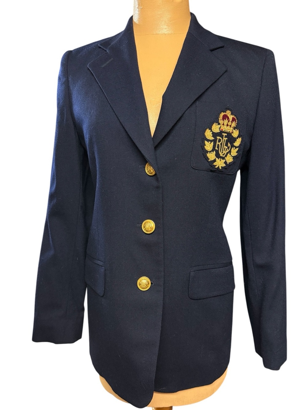 Ralph Lauren Vintage Crest Logo. Wool Tailored Blazer